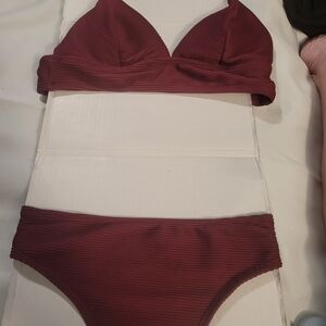 Cupshe Burgundy Bikini Set